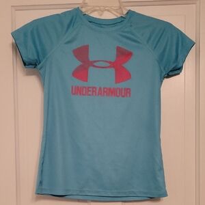Under Armour Aqua Shirt with Magenta Logo